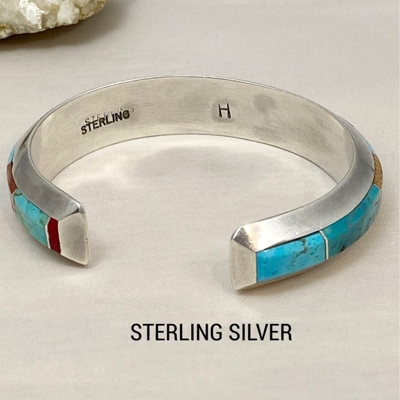 SIGNED-Cecil Henry Navajo Multistone Sterling Silver Cuff Bracelet - Picture 9 of 12